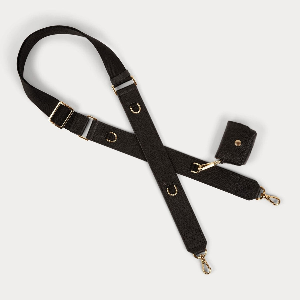 Emma Pebble Leather Adjustable Strap - Black/Gold